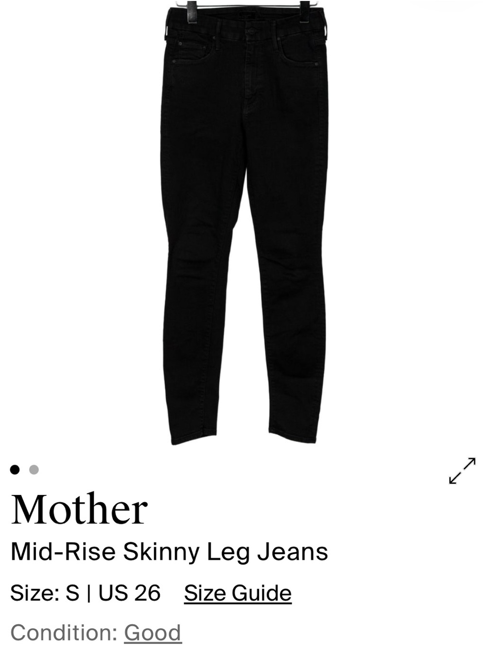 MOTHER Black Mid-Rise Skinny Jeans